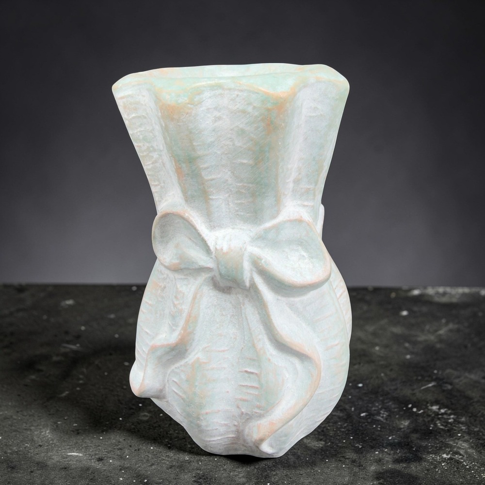 Isabel Bloom Ruffled Bag Vase 2003 Retired Sculpture‎ Blue Green Candle Holder